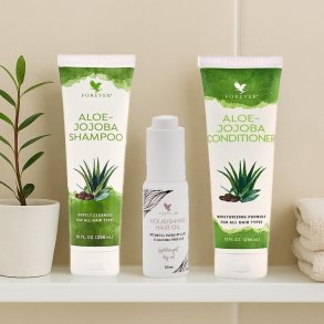 Aloe-Jojoba Hrpakke |Shampoo, Conditioner, Hair Oil