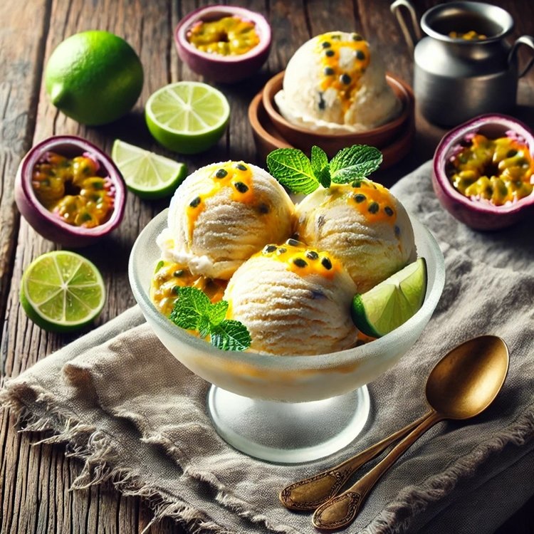 Passionfrugt- og Limeis